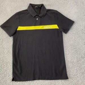 DKNY Polo Shirt Men's S‎ Collared Green Black Short Sleeve 2 Button Golf Casual